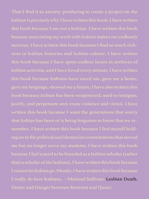 Title details for Lesbian Death by Mairead Sullivan - Available